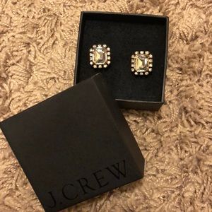J. Crew Emerald Cut Halo Earrings